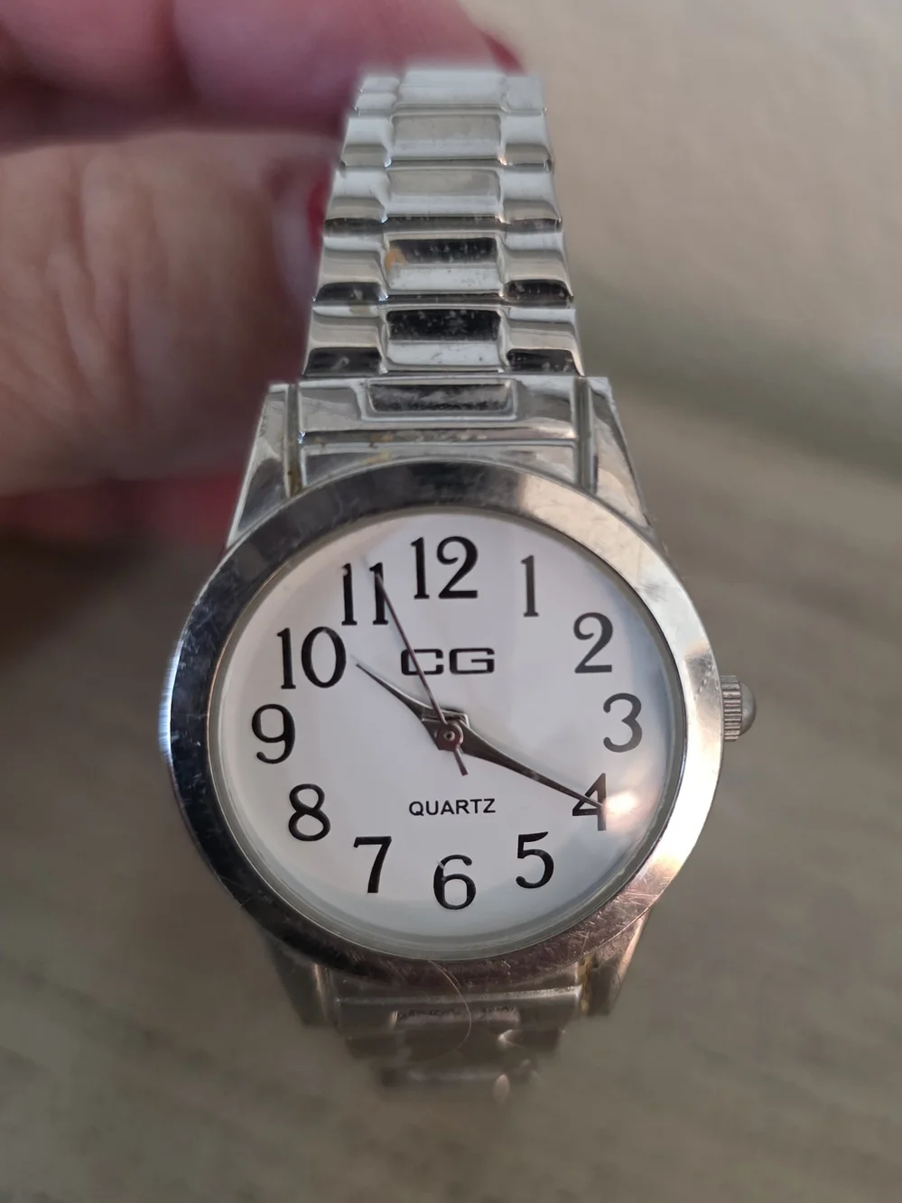 Silver Stainless Steel Quartz Watch - White Dial